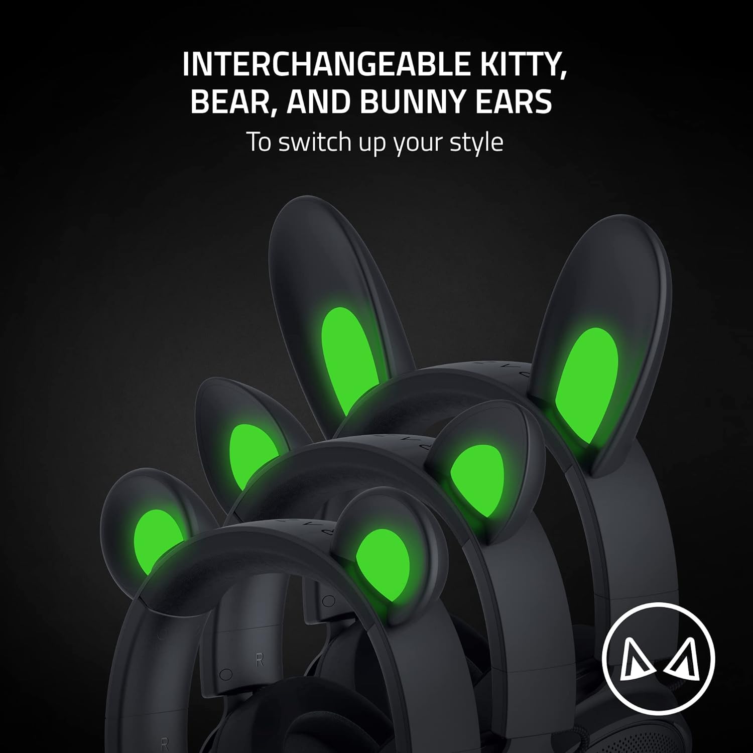 Razer Kraken Kitty V2 Pro Wired RGB Headset: Interchangeable Ears (Kitty, Bear, Bunny)